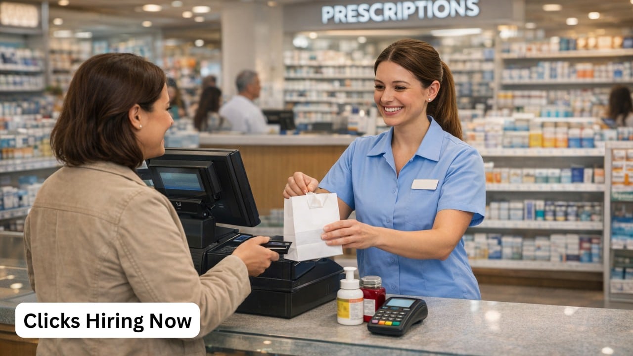 Shop assistant cashier working at Clicks store checkout