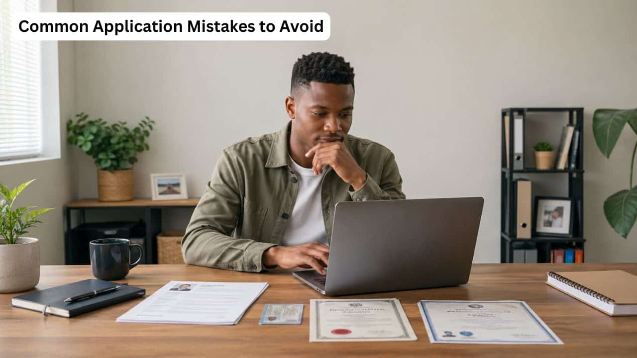 Young South African job seeker checking CV and application documents before submitting an opportunity application.