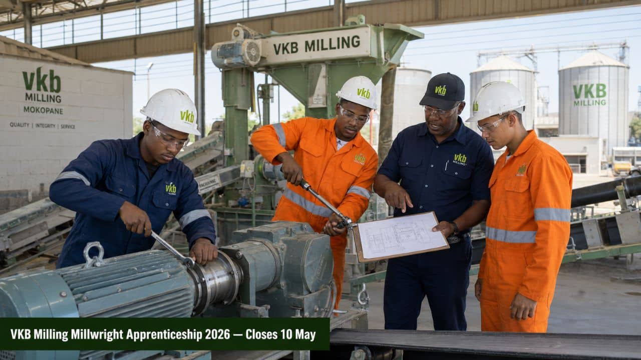 VKB Milling Millwright Apprenticeship 2026 trainees working on industrial machinery in Mokopane Limpopo