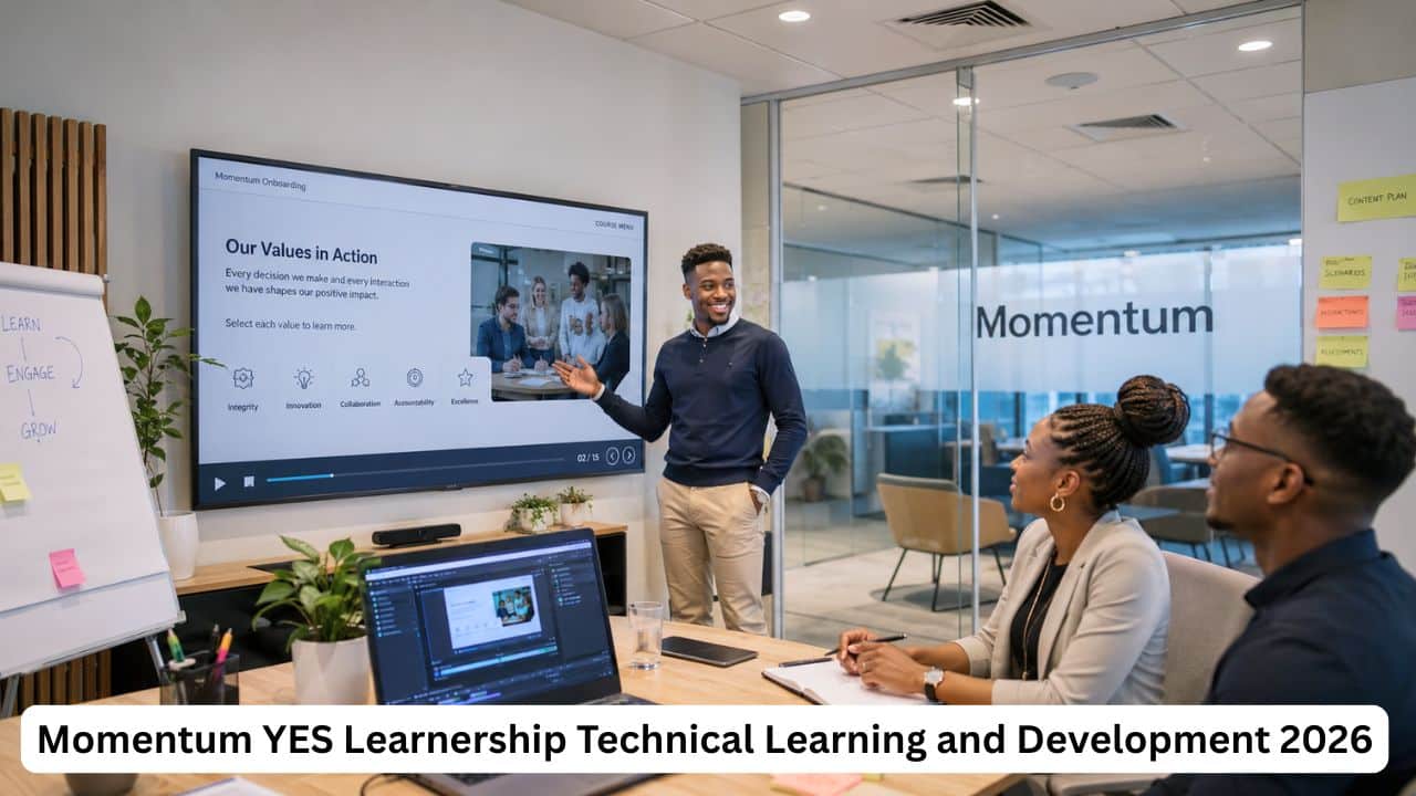 South African graduate presenting an eLearning project during the Momentum YES Learnership in Technical Learning and Development